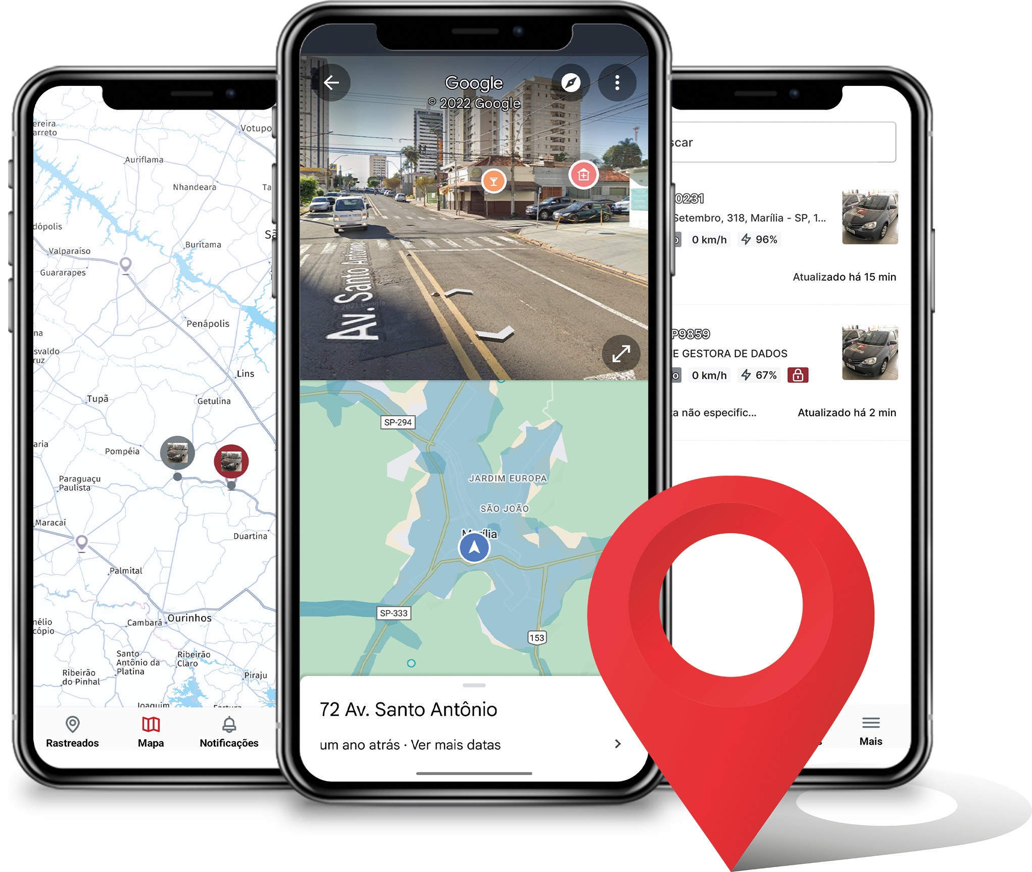 Mapa digital mostrando rastreamento de veículo